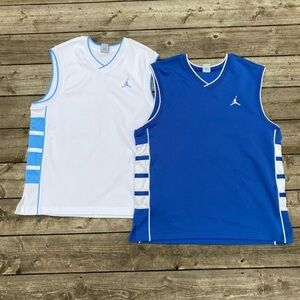 Lot of 2 Vintage Jordan UNC Jersey Large White Blue